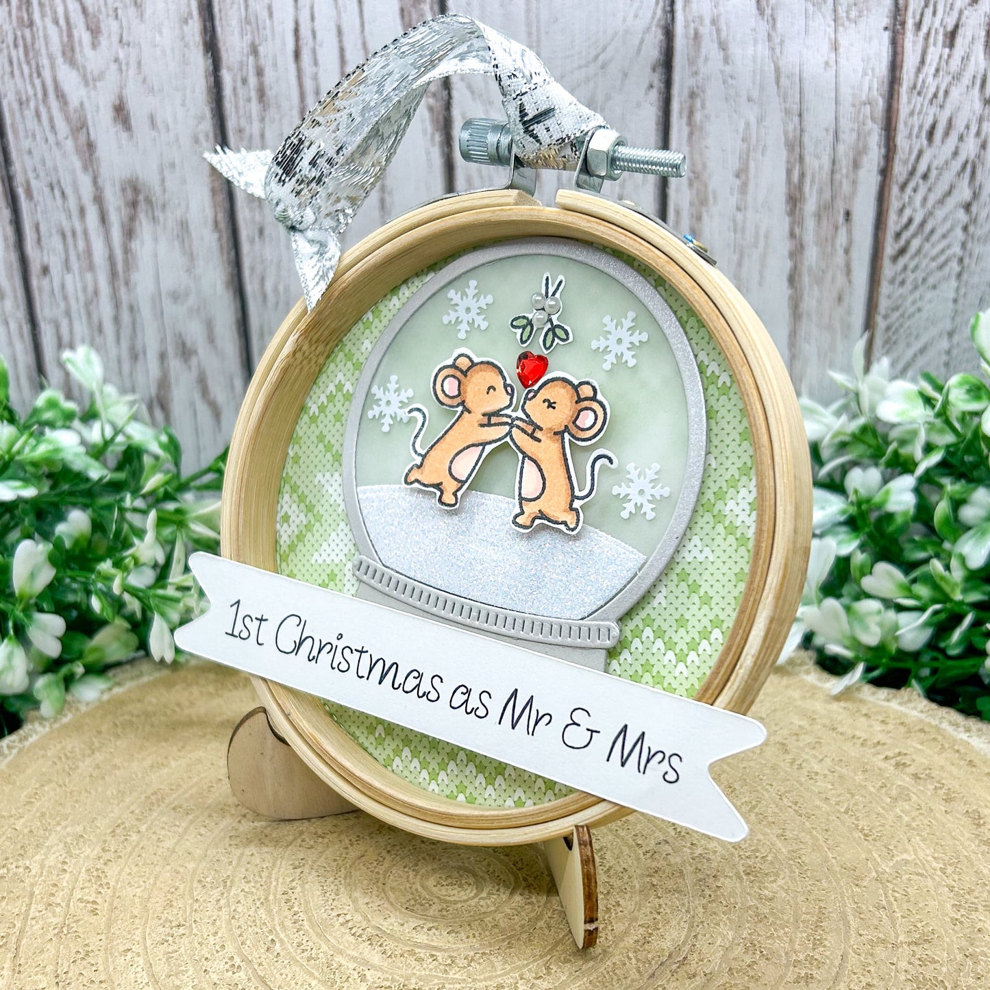 1st Christmas As Mr & Mrs Embroidery Hoop Tree Decoration