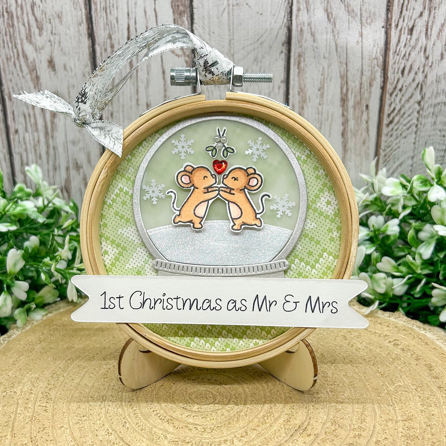 1st Christmas As Mr & Mrs Embroidery Hoop Tree Decoration