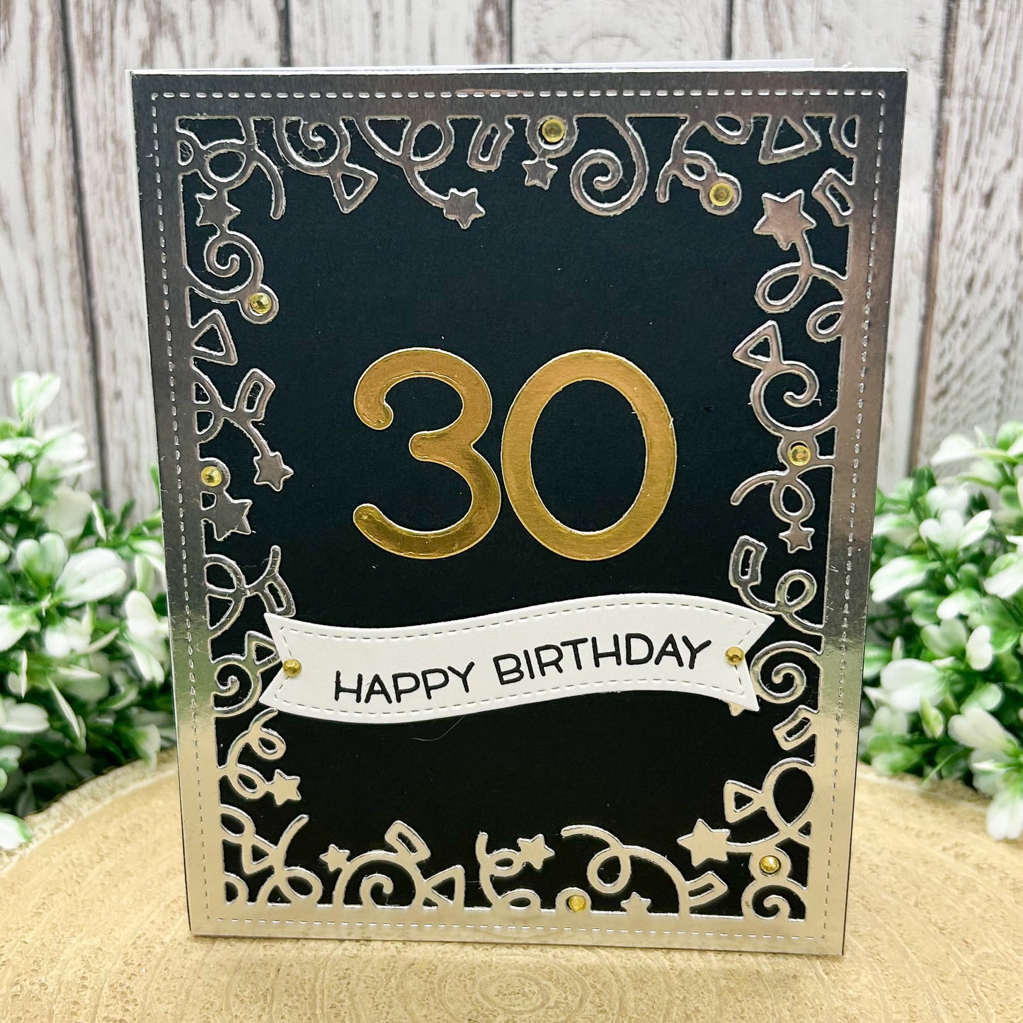 Silver & Gold Age Numbers Handmade Birthday Card (16th to 60th)