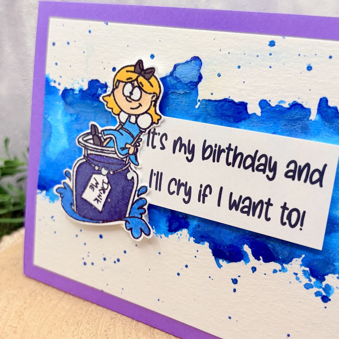Alice Potion Watercolour Handmade Character Birthday Card-2