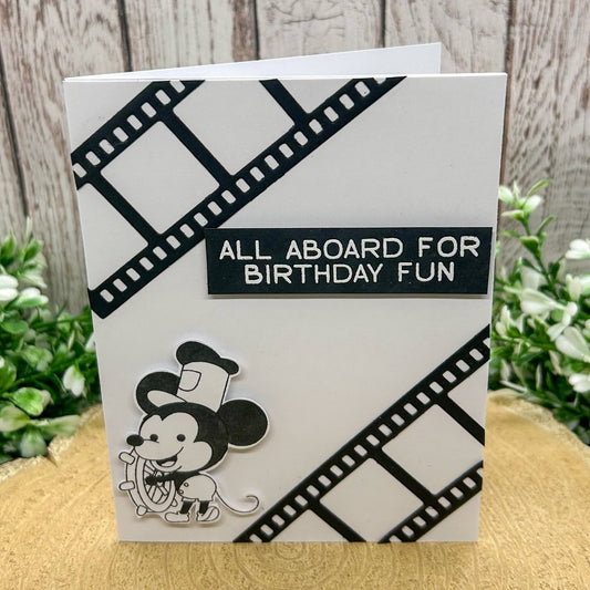 All Aboard Classic Mouse Character Themed Handmade Card-1