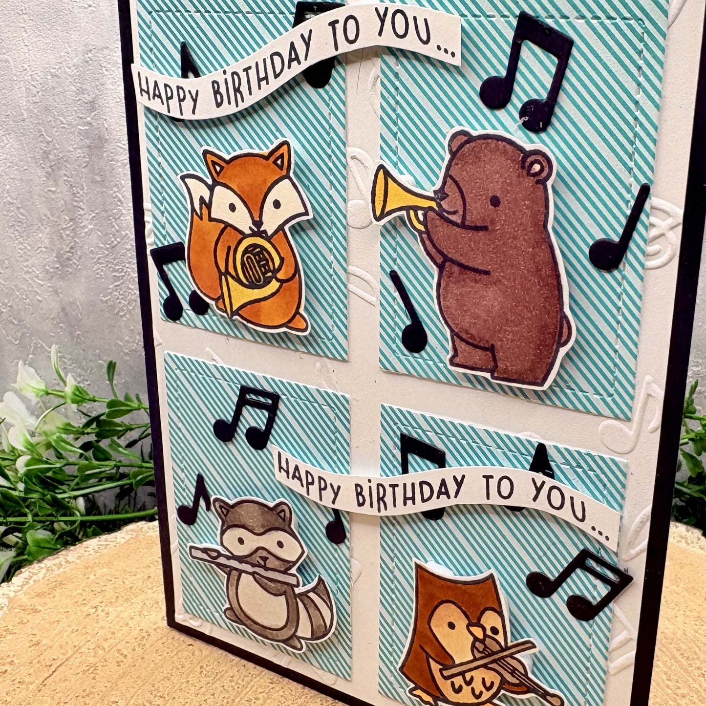 Animals Playing Musical Instruments Handmade Birthday Card-2