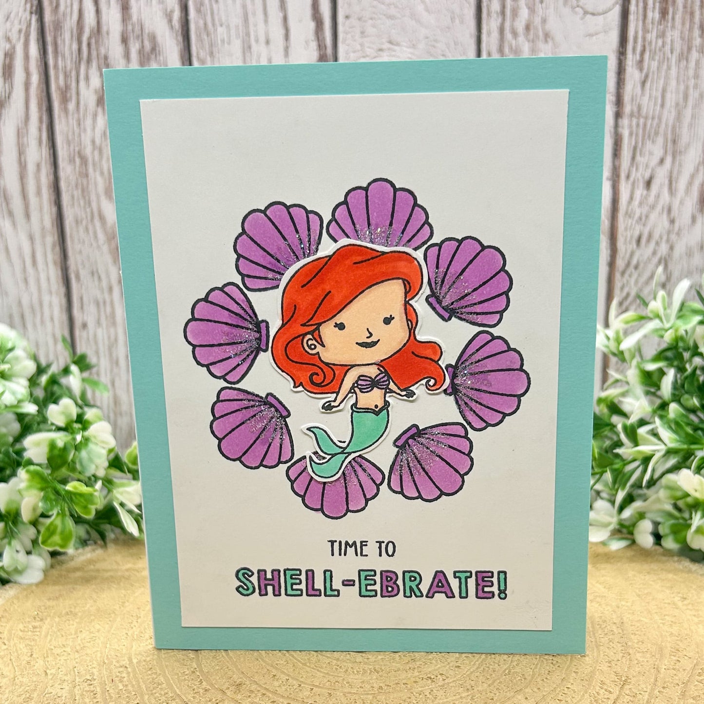 Ariel Time To Shell-ebrate Handmade Character Themed Card