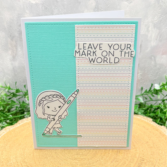 Artist Inspired Leave Your Mark On The World Blue Handmade Card-1