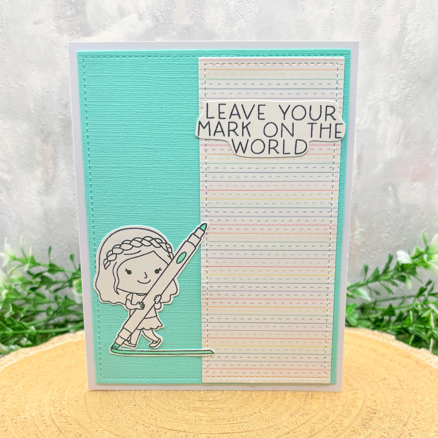 Artist Inspired Leave Your Mark On The World Blue Handmade Card