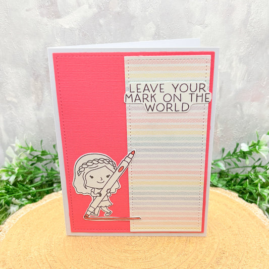 Artist Inspired Leave Your Mark On The World Pink Handmade Card-1