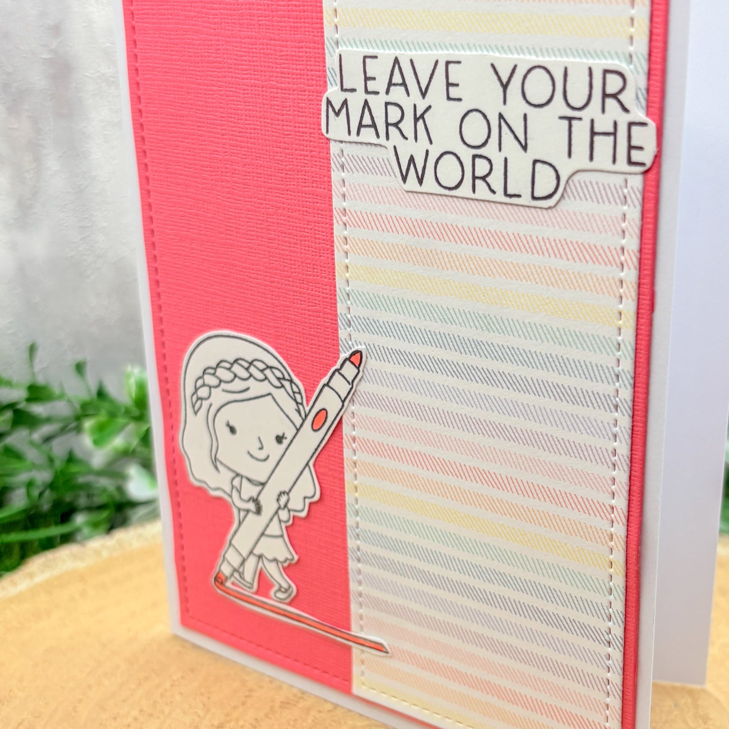 Artist Inspired Leave Your Mark On The World Pink Handmade Card-2