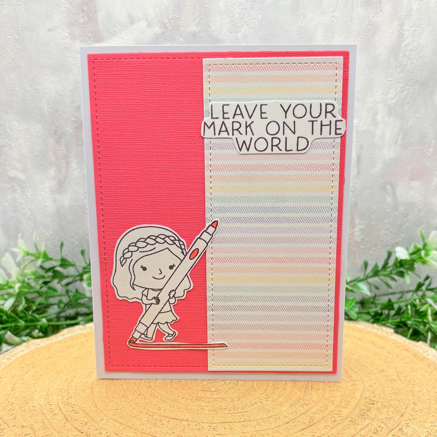 Artist Inspired Leave Your Mark On The World Pink Handmade Card