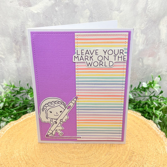 Artist Inspired Leave Your Mark On The World Purple Handmade Card-1