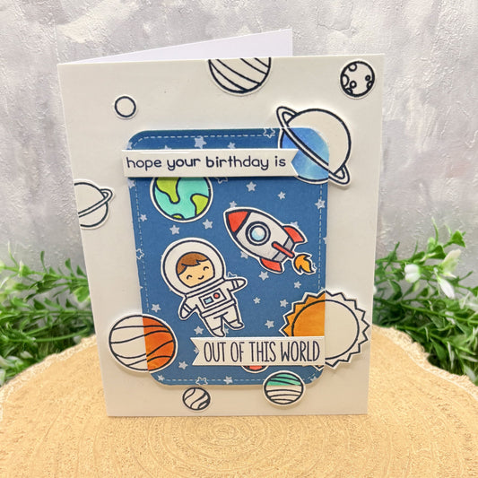 Astronaut Boy Out of This World Handmade Birthday Card-1