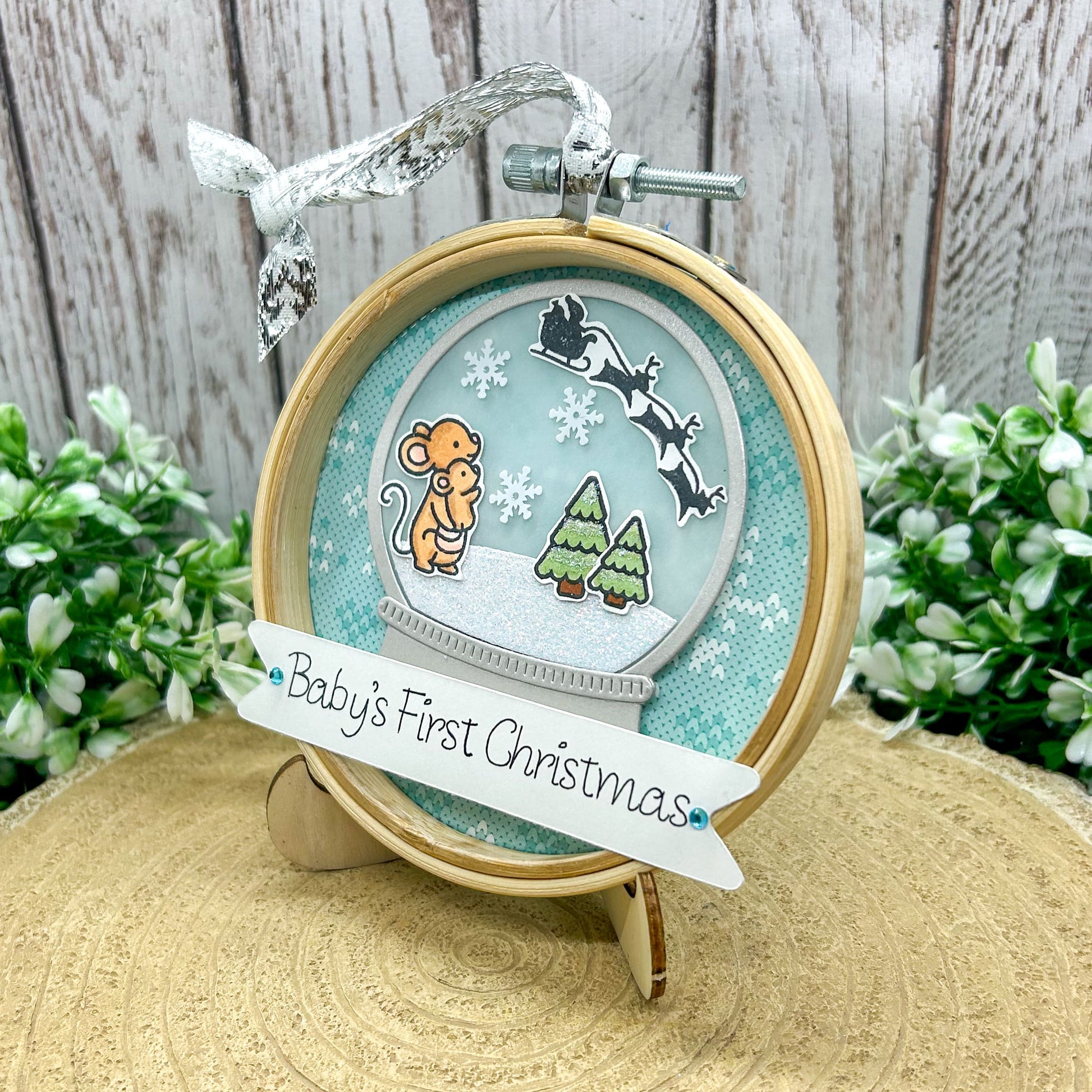 Baby Boy's 1st Christmas Embroidery Hoop Tree Decoration Gift-1
