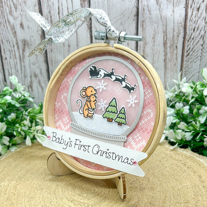 Baby Girl's 1st Christmas Embroidery Hoop Tree Decoration Gift-1