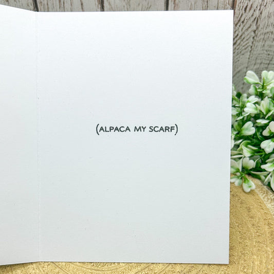Baby, It's Cold Outside Alpaca My Scarf Handmade Christmas Card-1