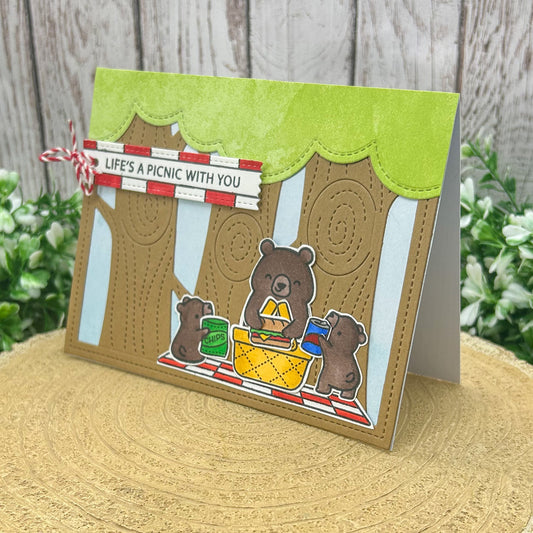 Bear Trio Life's A Picnic With You Handmade Card-1