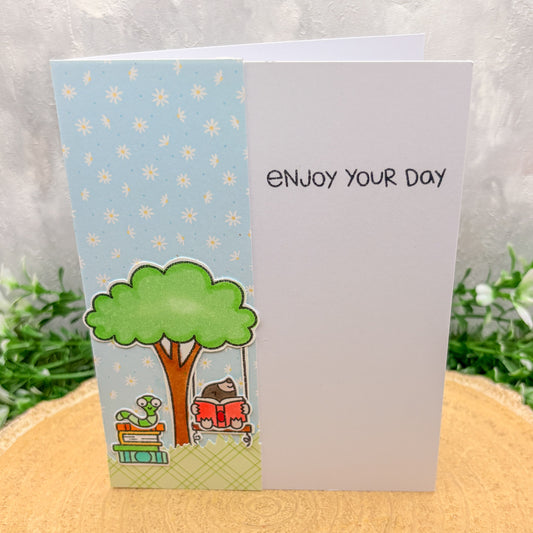 Bear Under Tree Enjoy Your Day Handmade Card-1