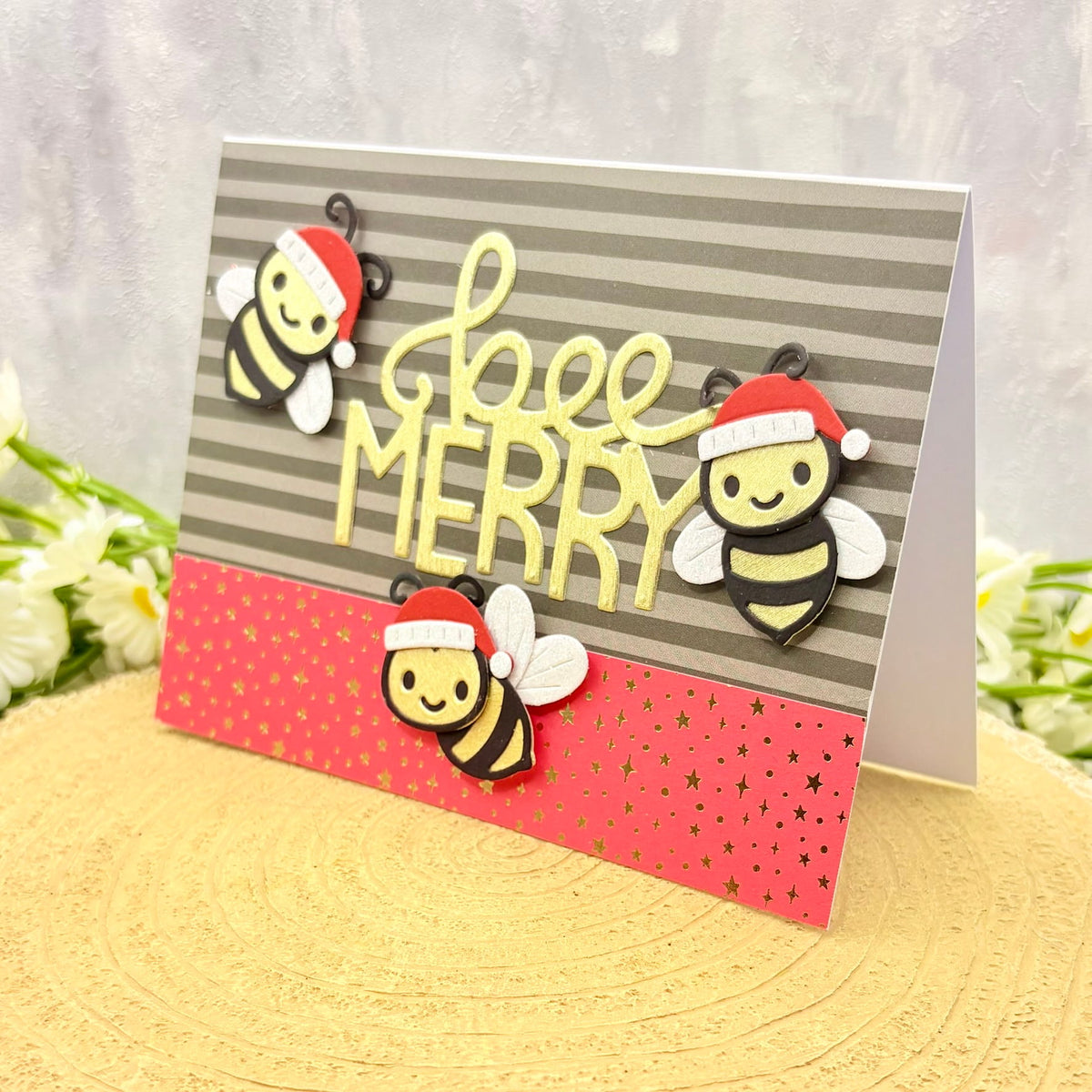 Bee Merry Handmade Christmas Card-1