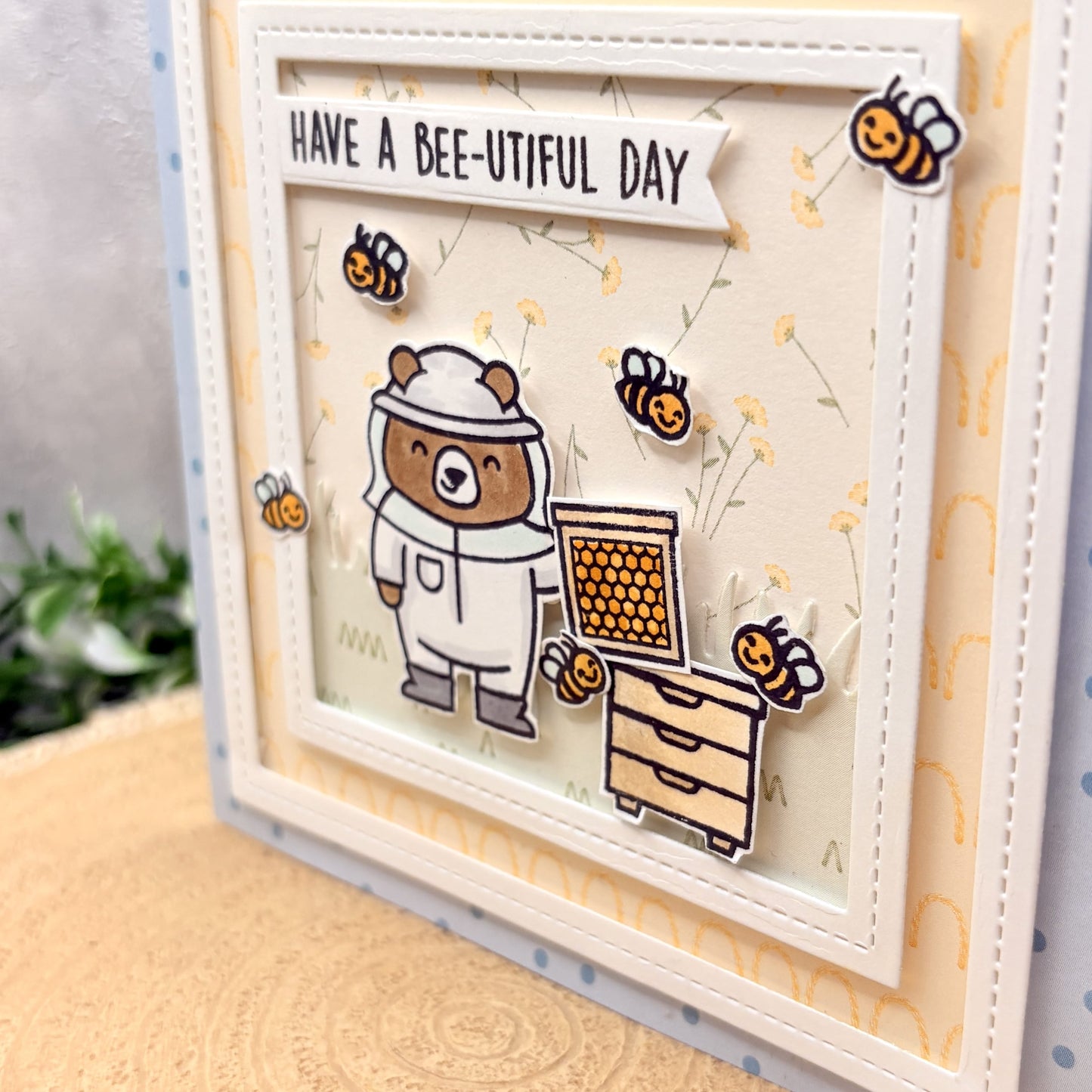 Beekeeper Bear Handmade Birthday Card-2