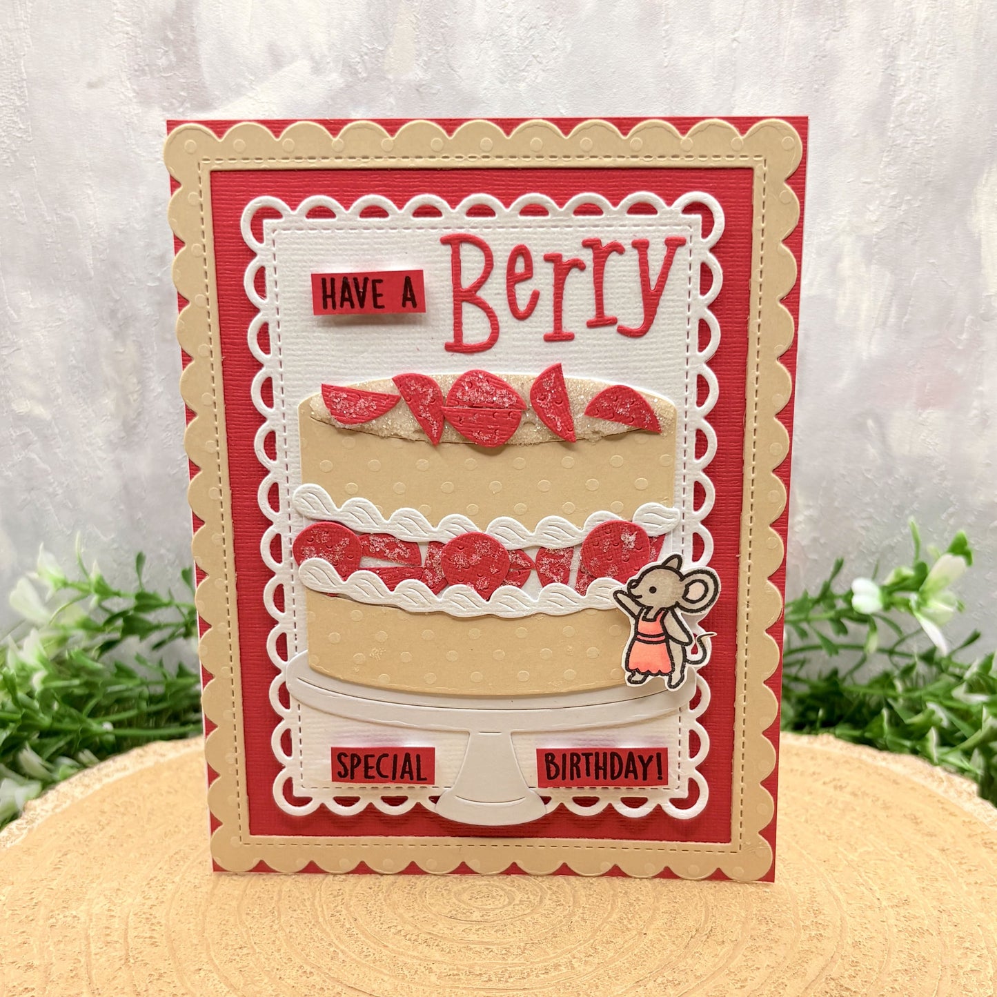 Berry Special Birthday Cake Handmade Birthday Card