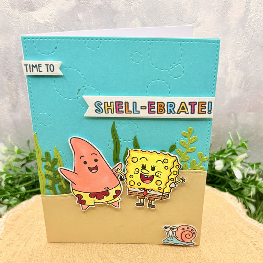 Bikini Bottom Friends Shell-ebrate Handmade Character Birthday Card-1