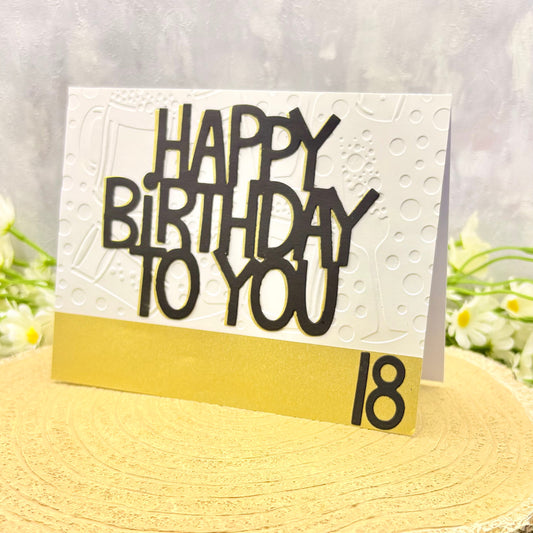 Black, Gold & White Handmade 18th Birthday Card-1