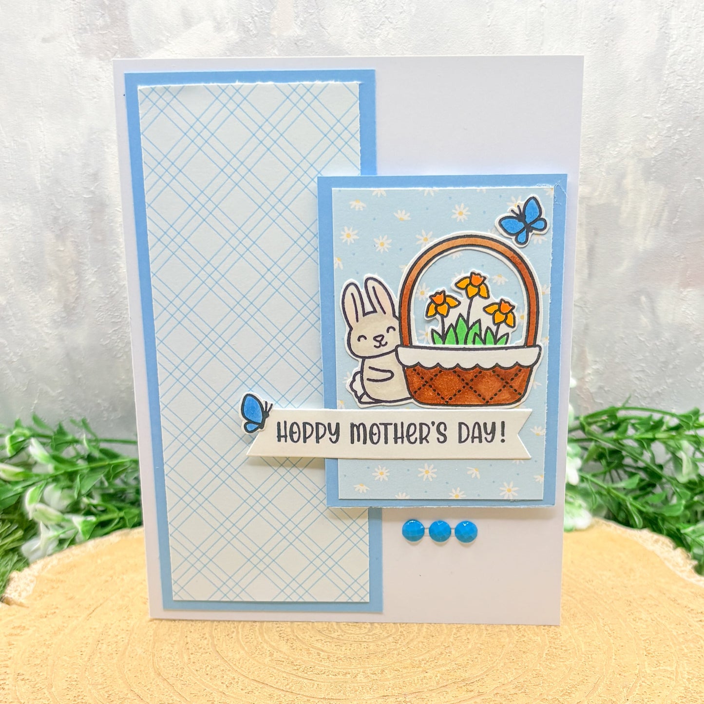 Blue Floral Patterned Handmade Mother's Day Card (3 Designs to Choose From)