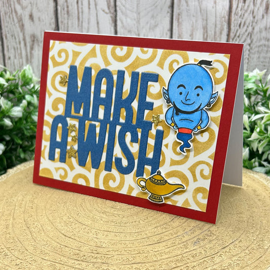 Blue Genie Make A Wish Handmade Character Birthday Card-1