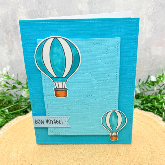 Bon Voyage Hot Air Balloons Handmade Leaving Card-1