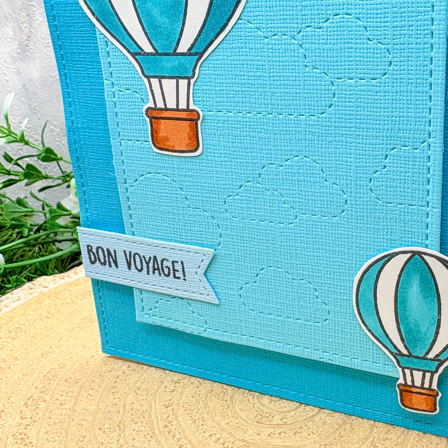 Bon Voyage Hot Air Balloons Handmade Leaving Card-2