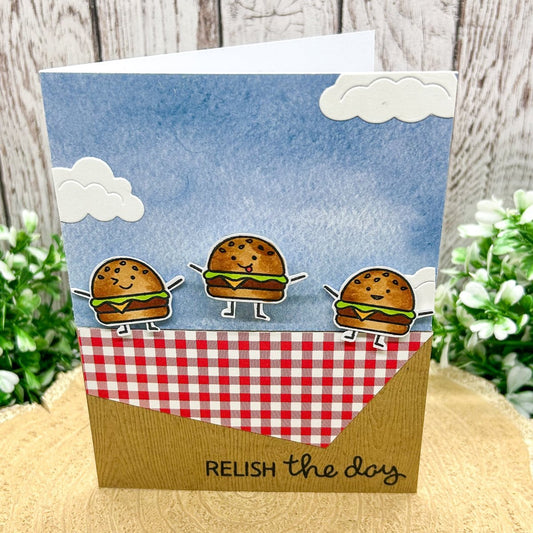 Bouncing Burger Relish The Day Handmade Birthday Card-1