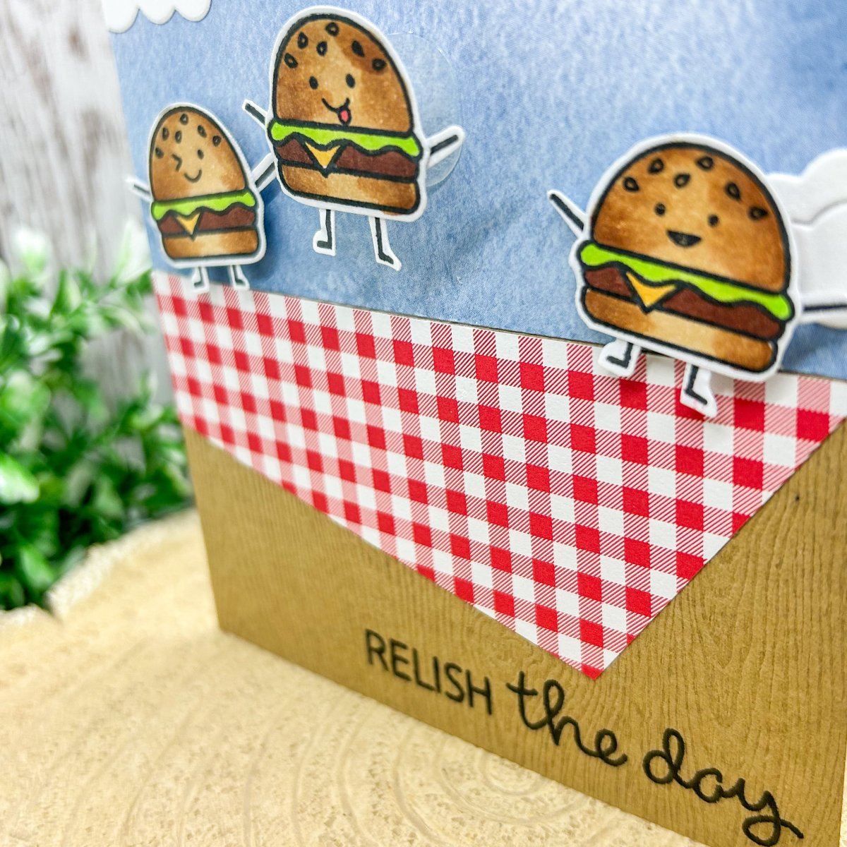 Bouncing Burger Relish The Day Handmade Birthday Card-2