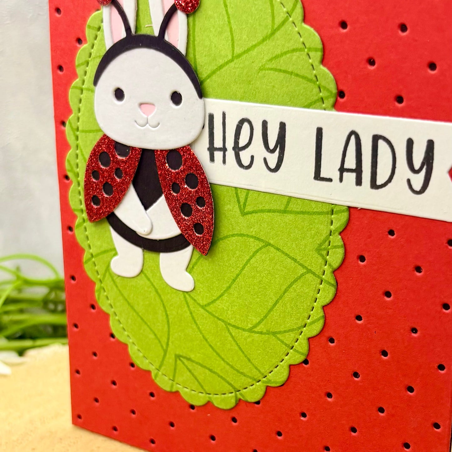Bunny Dressed As Ladybird Handmade Card-2