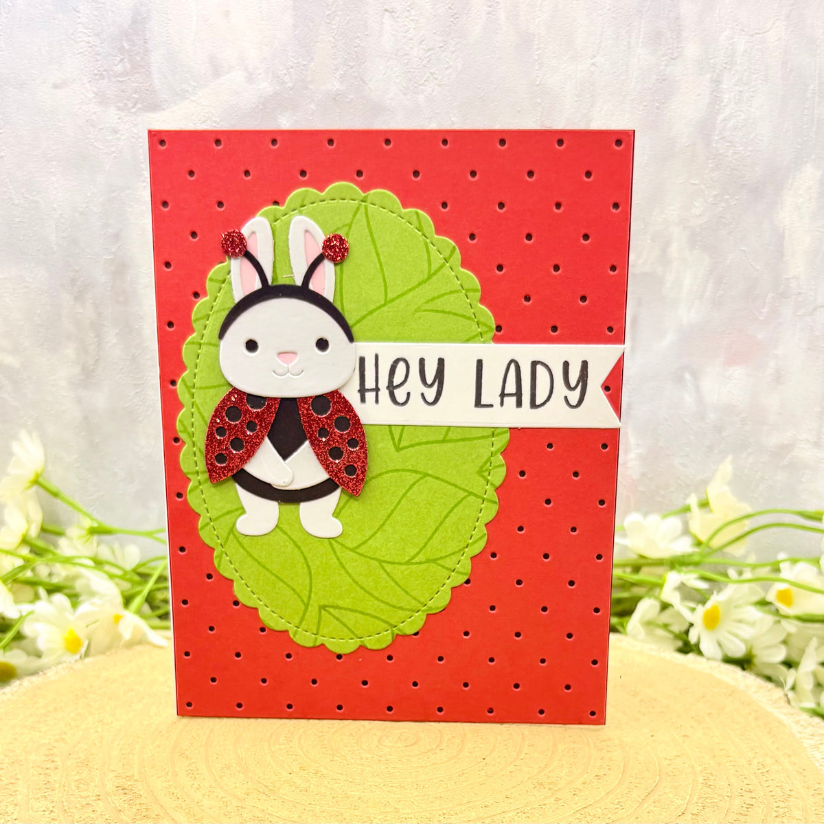 Bunny Dressed As Ladybird Handmade Card