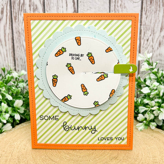 Bunny In Carrot Car Interactive Reveal Handmade Card-1