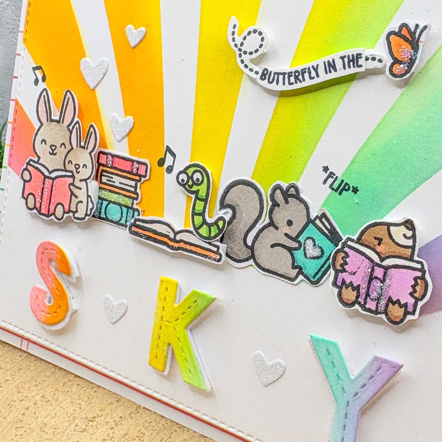 Butterflies In The Sky Colourful Critters Handmade Card-2