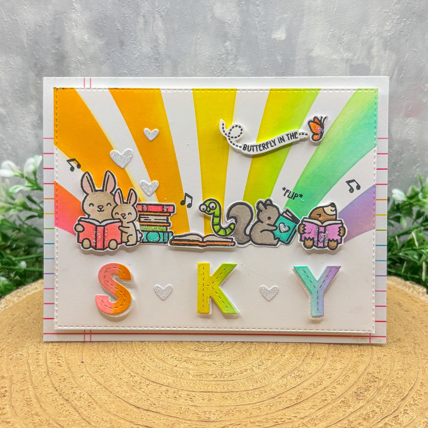 Butterflies In The Sky Colourful Critters Handmade Card