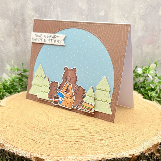 Camping Bears Beary Happy Birthday Handmade Card-1