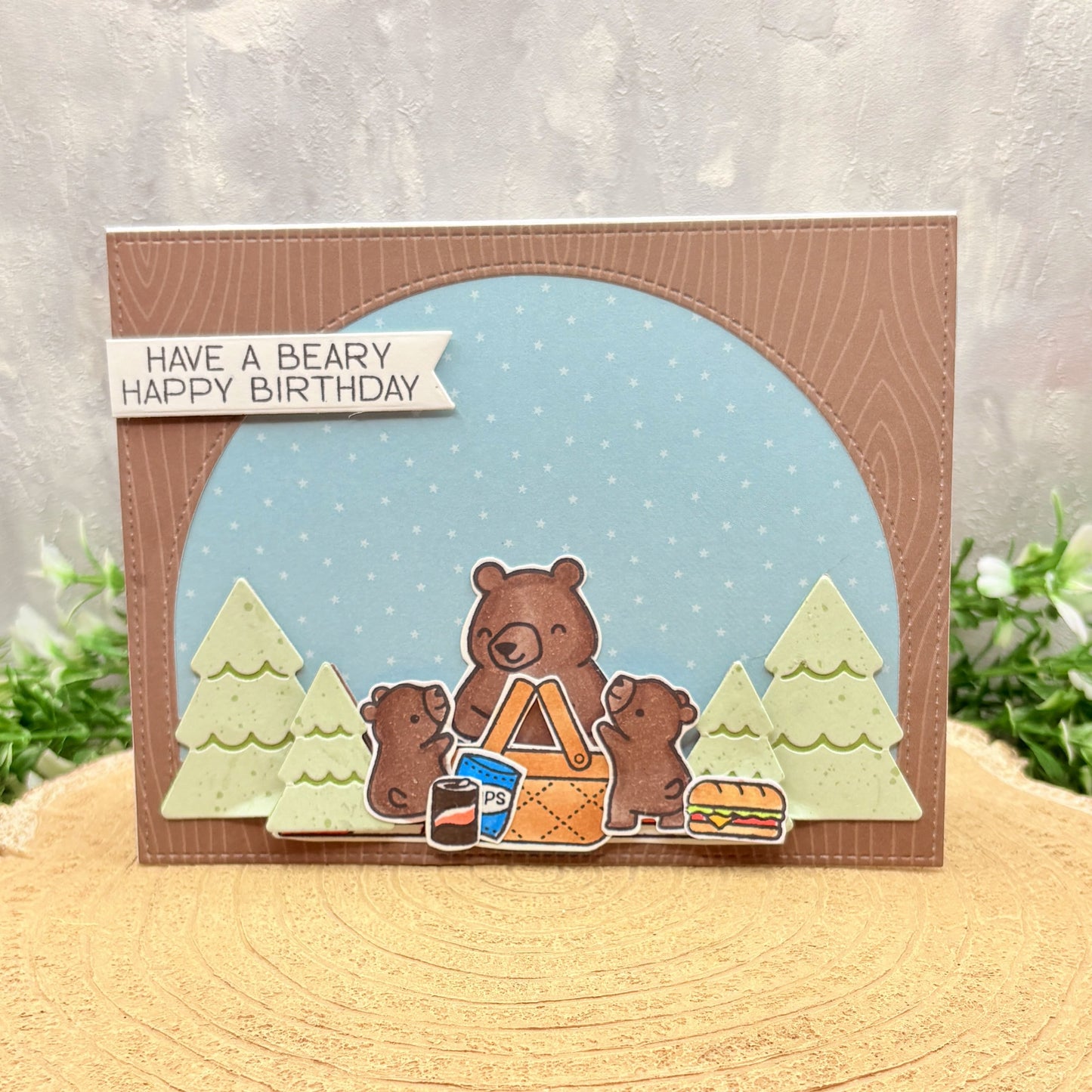 Camping Bears Beary Happy Birthday Handmade Card