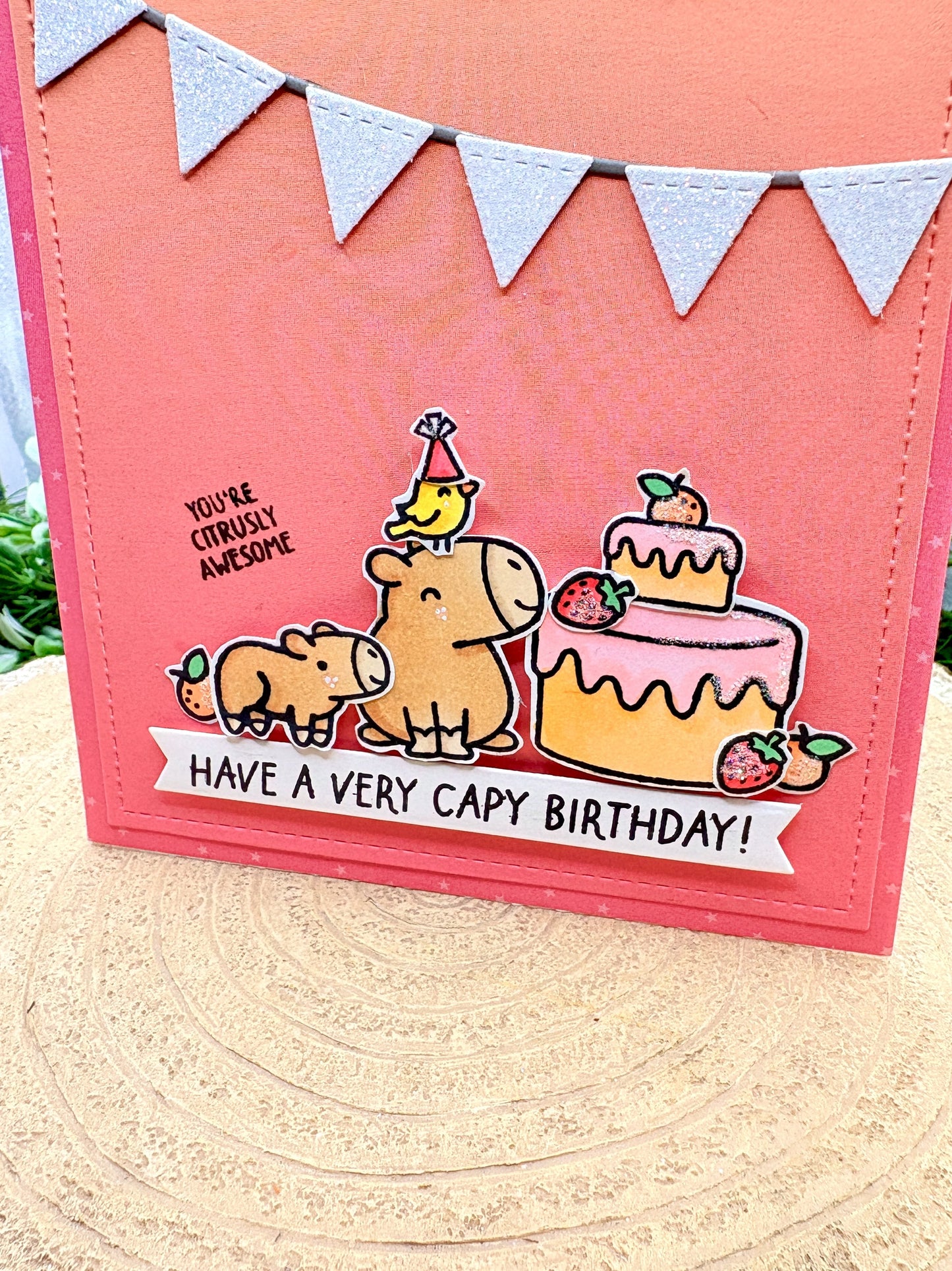 Capybaras & Cake Handmade Birthday Card-2