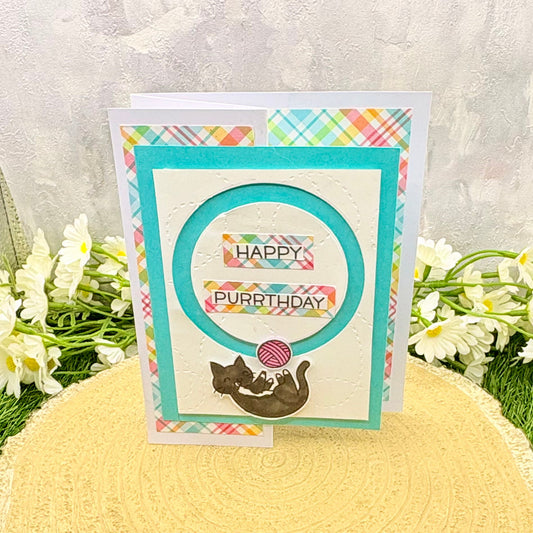 Cat & Yarn Happy Purrthday Handmade Birthday Card-1