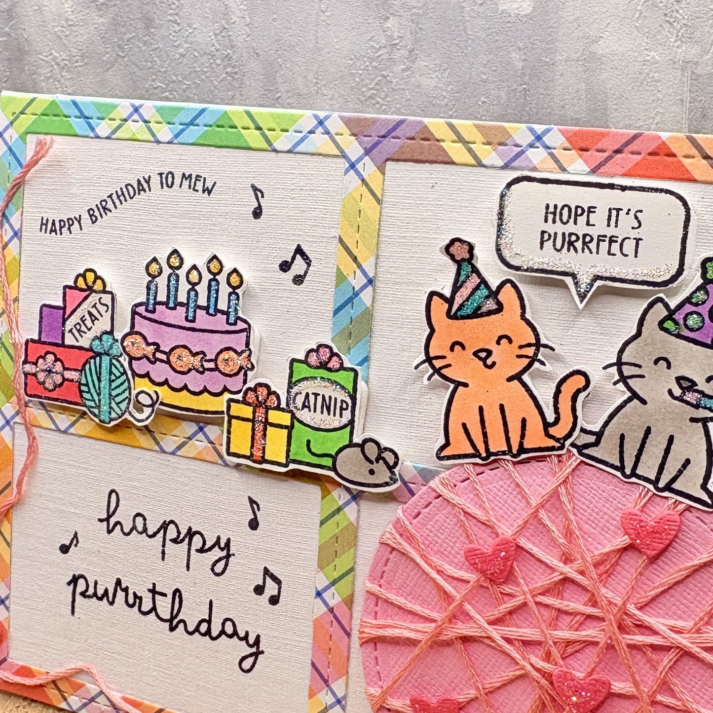 Cats Partying Handmade Birthday Card-2