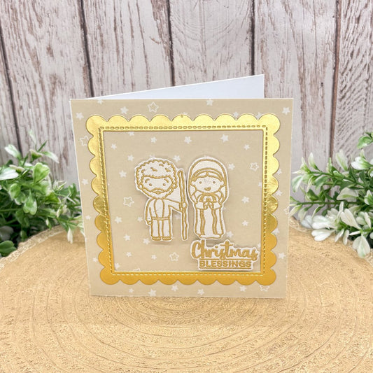 Christmas Blessings Couple Mini Handmade Christmas Card-1
