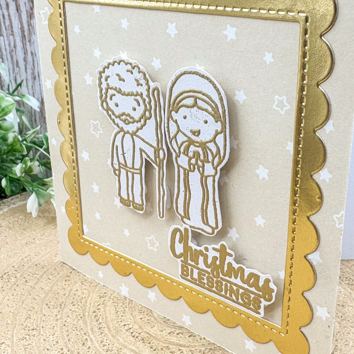 Christmas Blessings Couple Mini Handmade Christmas Card-2