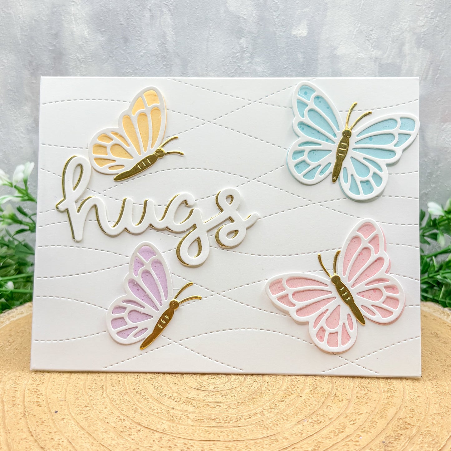 Colourful Butterfly Hugs Handmade Card