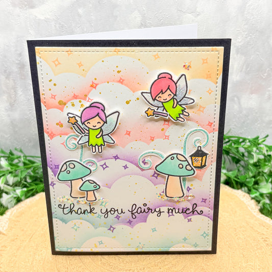 Colourful Fairies Handmade Thank You Card-1