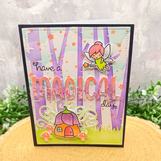 Colourful Fairy Forest Handmade Birthday Card