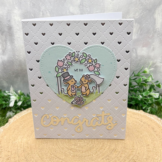 Congrats Cute Mice Handmade Wedding Card-1