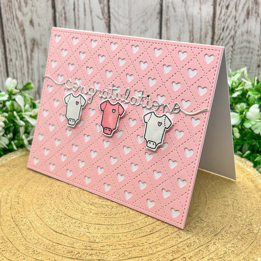 Congratulations New Baby Girl Pink Handmade New Baby Card