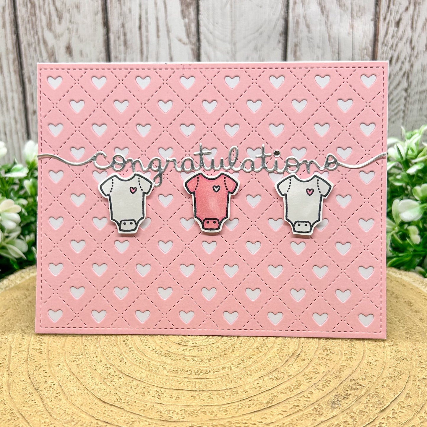 Congratulations New Baby Girl Pink Handmade New Baby Card