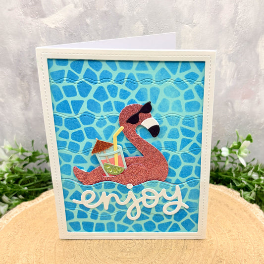Cool Flamingo Summer Themed Handmade Card-1