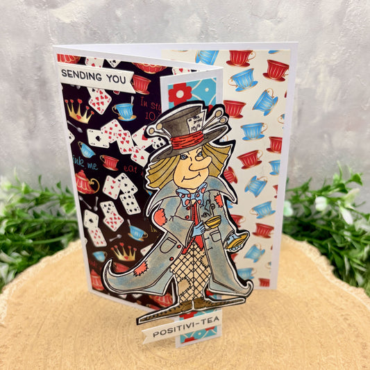 Crazy Hatter Sending Positivi-tea Character Handmade Card-1